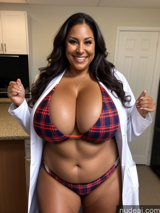 related ai porn images free for One Busty Huge Boobs Thick Tanned Skin Laughing Front View Microkini Thong 60s Lumberjack Lab Coat Halloween Latina