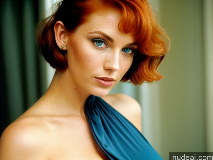 related ai porn images free for Miss Universe Model Busty 20s Deep Blue Eyes Chemise Vintage Irish Ginger Perfect Boobs Perfect Body Skinny Pixie