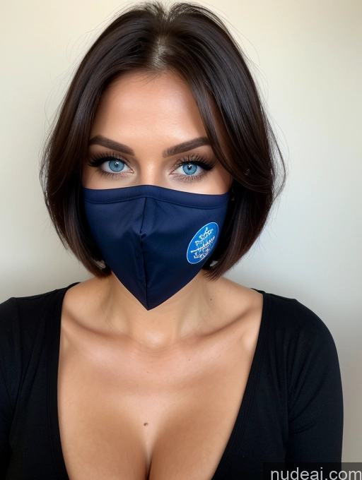 related ai porn images free for Miss Universe Model Busty Perfect Boobs Long Legs 20s Black Hair British Dark Fantasy Deep Blue Eyes Bobcut Face Mask
