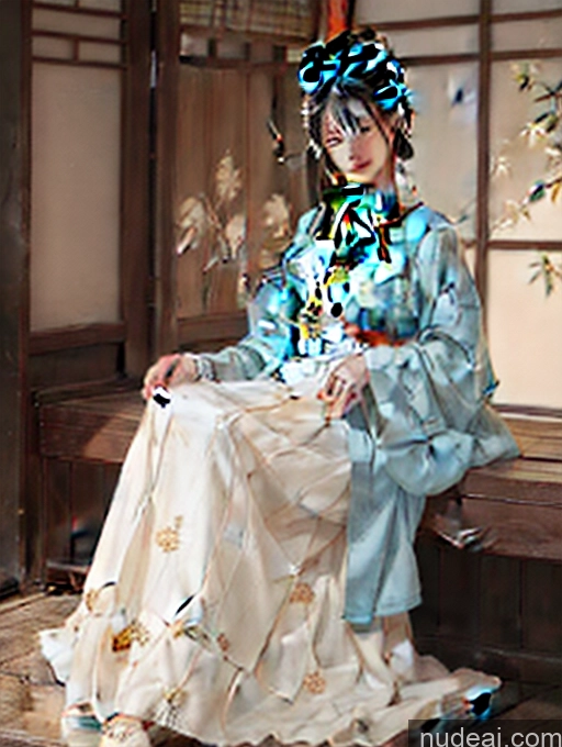 Hanfu V8 Black Hair Athlete Perfect Boobs Long Legs Perfect Body Pubic Hair Tanned Skin 20s Kimono