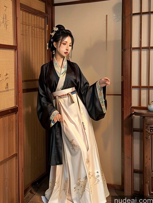 Hanfu V8 Black Hair Athlete Perfect Boobs Long Legs Perfect Body Pubic Hair Tanned Skin 20s Kimono Asian