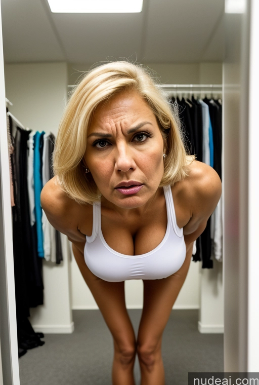 related ai porn images free for Tank Top Spandex Pantyhose Tall Tanned Skin Huge Boobs Cleavage Bright Lighting Blonde Bobcut 40s Changing Room Milf White Front View Angry