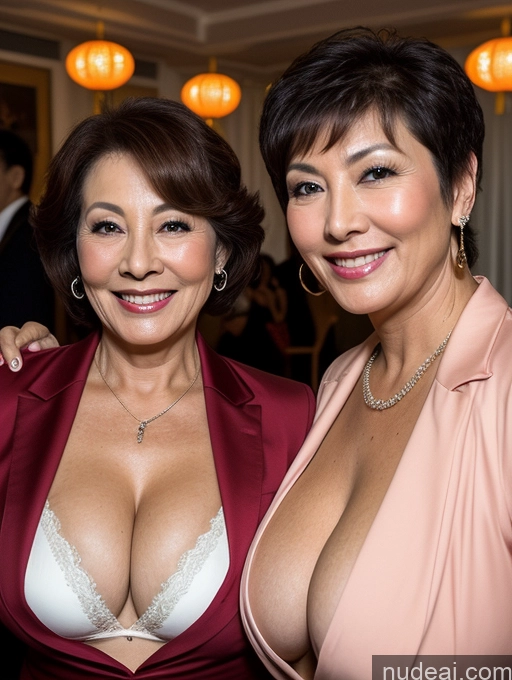 related ai porn images free for Milf Two Busty Perfect Boobs Beautiful Perfect Body 70s Party Suit Stylish Secretary Professor Bra Jacket Cleavage Detailed Chinese Happy Pixie Dark Lighting