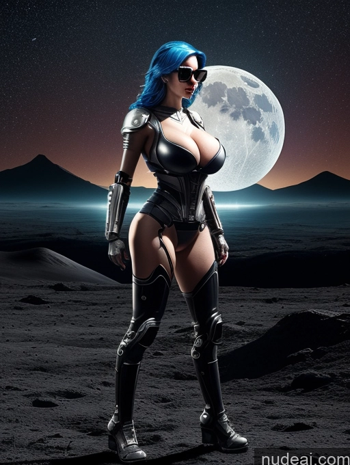 related ai porn images free for Cyborg One Huge Boobs Perfect Body Sunglasses 20s Angry Blue Hair Nilotic Cyberpunk Moon Side View T-pose Sci-fi Armor Victorian Topless Cleavage