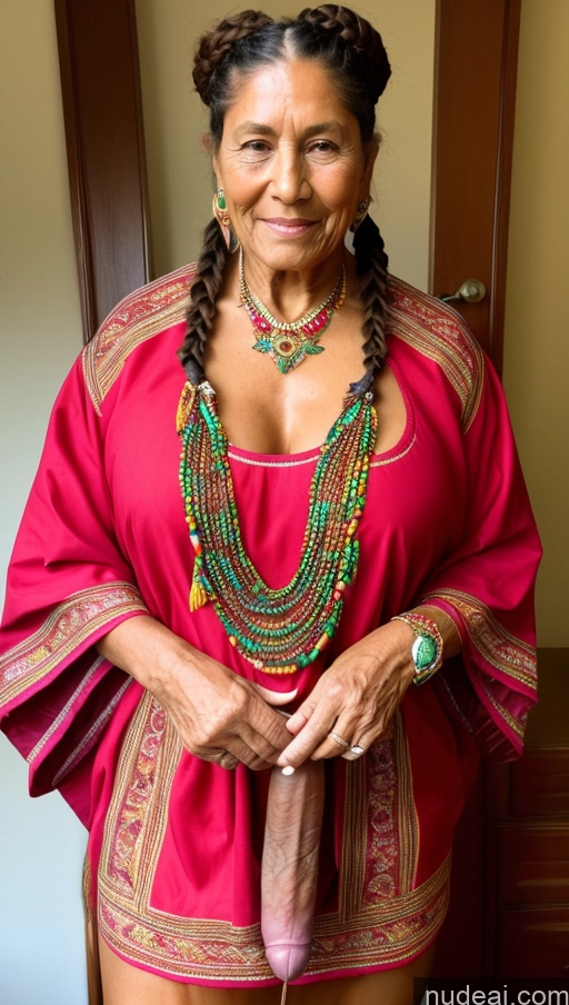 related ai porn images free for Milf Muscular Abs Dark Skin Pubic Hair Thick Trans Girl With Erect Penis Braided Tunic Traditional 70s Native American Western