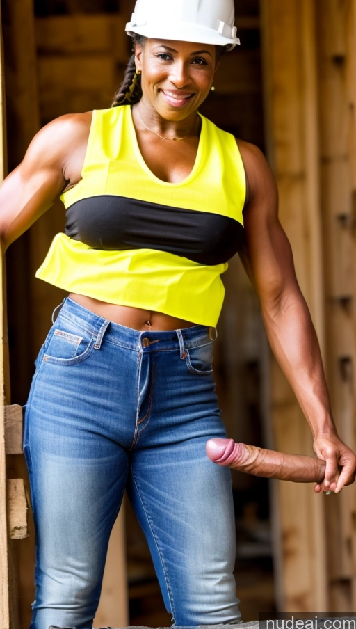 related ai porn images free for Trans Girl With Erect Penis Construction Worker Muscular Abs Thick African 60s Braided Jeans