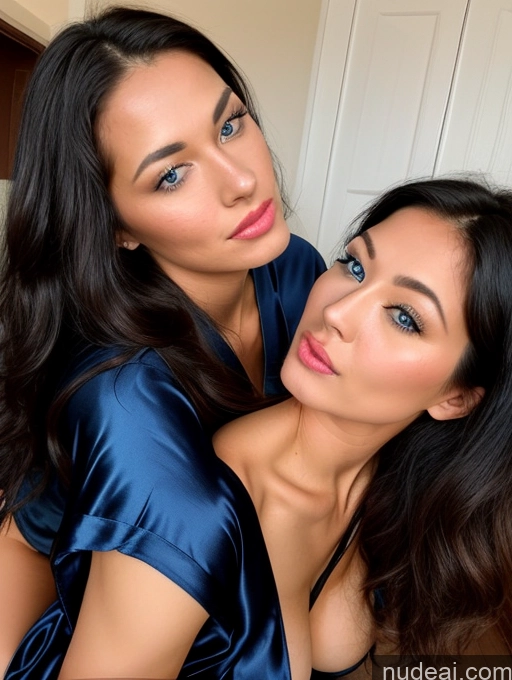 related ai porn images free for Miss Universe Model Two Busty Perfect Boobs Skinny Perfect Body Swedish Kisses Beautiful 20s Deep Blue Eyes Carry On Back Hug From Behind Black Hair Kimono