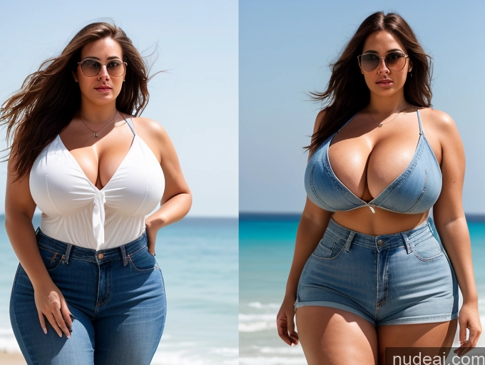 related ai porn images free for Woman One Busty Huge Boobs Big Ass Thick Chubby Big Hips Long Hair Full Frontal 40s Serious Sad Brunette Sunglasses White Beach Blouse Jeans
