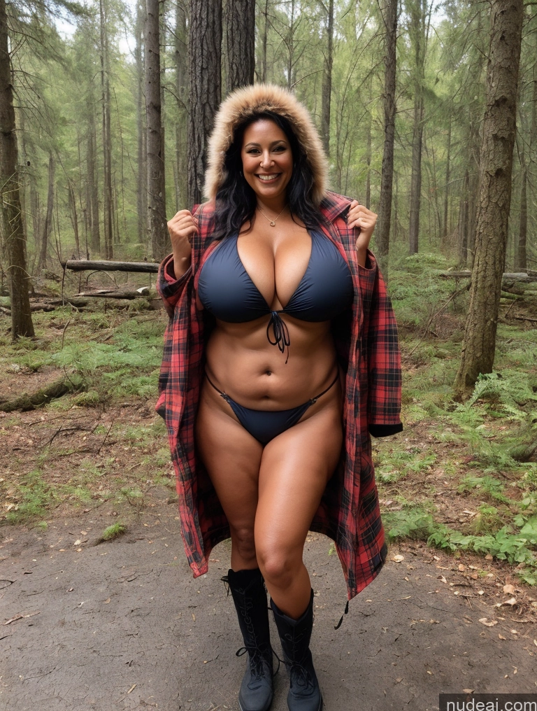 related ai porn images free for One Busty Huge Boobs Thick Tanned Skin 60s Laughing Front View Microkini Thong Lumberjack Parka Native American Witch