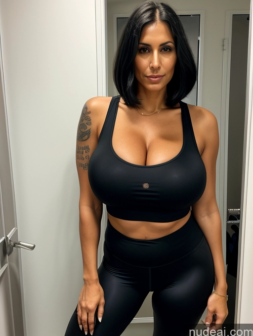 related ai porn images free for Tank Top Spandex Pantyhose Tall Tanned Skin Huge Boobs Tattoos Cleavage Bright Lighting Black Hair Bobcut Front View Milf Changing Room Sad 30s