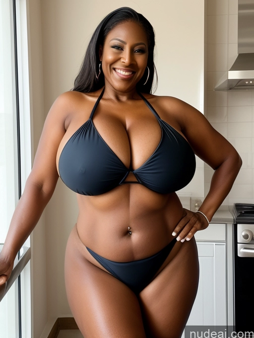 related ai porn images free for One Busty Huge Boobs Thick Tanned Skin Laughing Front View Microkini Thong Nigerian 60s Maid
