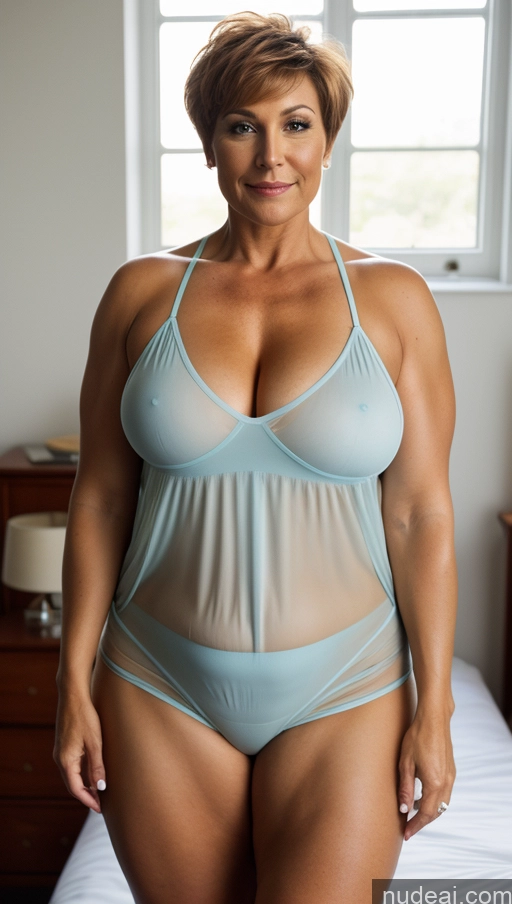 related ai porn images free for Bodybuilder Busty Big Ass Chubby Big Hips Pubic Hair Tanned Skin 60s Ginger Short Hair German Bedroom Front View Transparent Nightgown