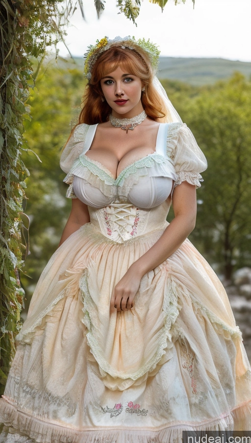 Huge Boobs Perfect Boobs Thick Big Hips Perfect Body Fairer Skin Beautiful Big Ass Cleavage Lipstick Pigtails Dirndl Sexy Face Traditional Irish Niqab Modern Victorian Fashion Dress Floral Style V1