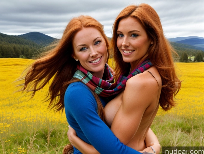 related ai porn images free for Miss Universe Model Busty Perfect Boobs Beautiful Muscular Skinny Abs Perfect Body Long Hair 20s Ginger Skin Detail (beta) Meadow Kilt Detailed Deep Blue Eyes Scarf Happy Carry On Back Hug From Behind Kisses Irish