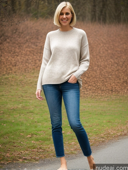 related ai porn images free for Woman Tall Thick 40s Blonde Bobcut Swedish Simple Sad Laughing T-pose Sweater