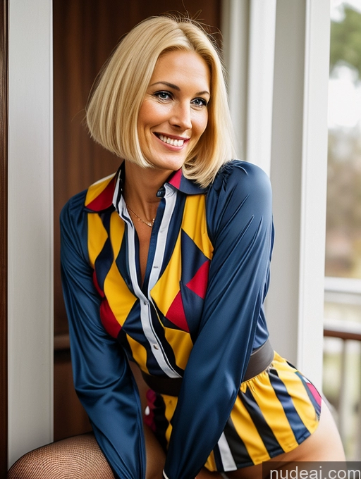 related ai porn images free for Woman Tall Thick 40s Blonde Bobcut Swedish Simple Sad Laughing Straddling Harlequin