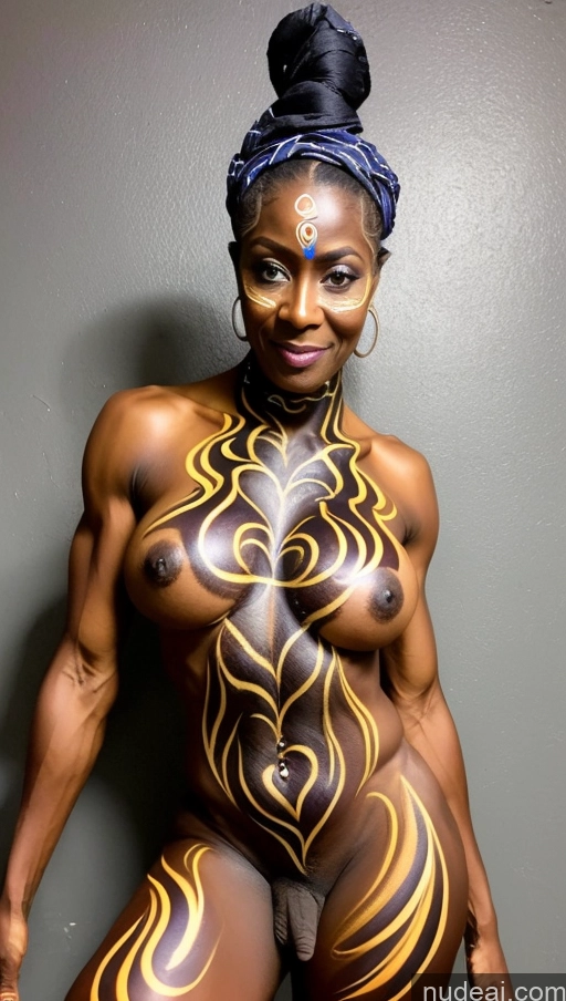 related ai porn images free for Trans Girl With Erect Penis Dark Skin Traditional Abs Muscular Milf 60s Nigerian Bodypaint