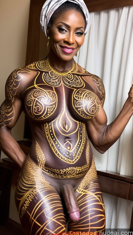 related ai porn images free for Trans Girl With Erect Penis Dark Skin Traditional Abs Muscular Milf 60s Nigerian Bodypaint