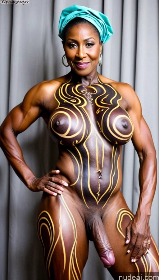 related ai porn images free for Trans Girl With Erect Penis Dark Skin Traditional Abs Muscular Milf 60s Nigerian Bodypaint