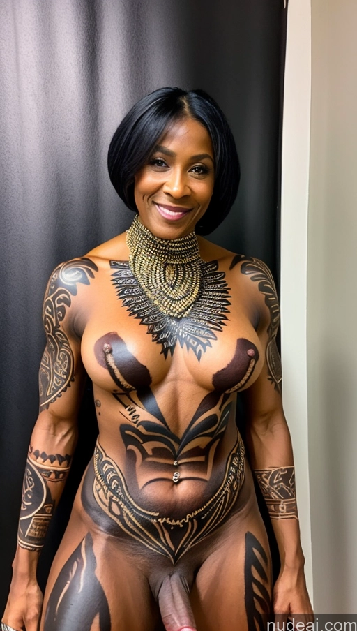 related ai porn images free for Trans Girl With Erect Penis Dark Skin Traditional Abs Muscular Milf 60s Nigerian Bodypaint Tattoos Barbarian Woman