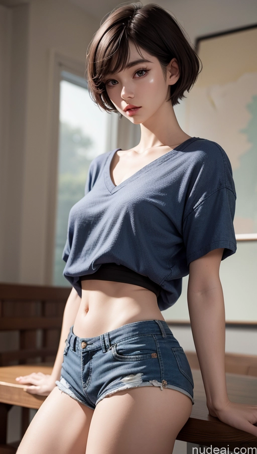 related ai porn images free for Close-up View Korean Pixie Short Shorts Fairer Skin Brunette Beautiful