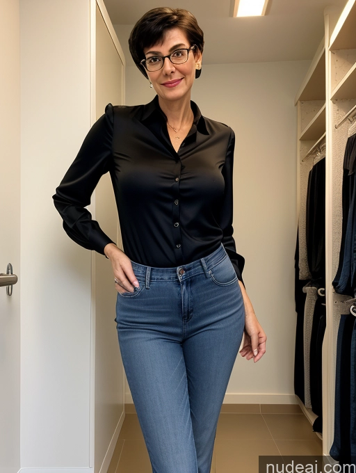related ai porn images free for 60s Czech Tall Busty Black Hair Pixie Glasses Changing Room Blouse Jeans