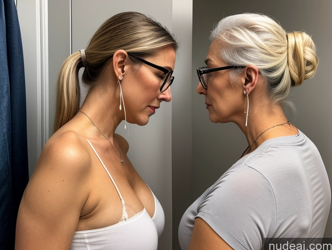 related ai porn images free for Czech Tall Busty Glasses Changing Room Blouse Jeans White Hair Ponytail Two Cumshot Side View 70s