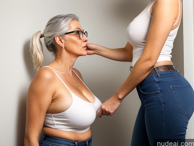 related ai porn images free for Czech Tall Busty Glasses Changing Room Blouse Jeans White Hair Ponytail Two Cumshot Side View 70s