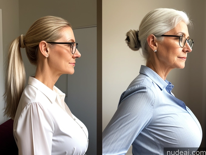 related ai porn images free for Czech Tall Busty Glasses Blouse Jeans White Hair Ponytail Two Side View 70s