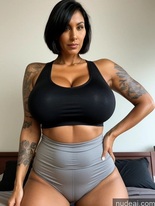 related ai porn images free for Tank Top Spandex Pantyhose Tall Tanned Skin Huge Boobs Tattoos Cleavage Bright Lighting Black Hair Bobcut Front View 30s Milf Serious Bedroom