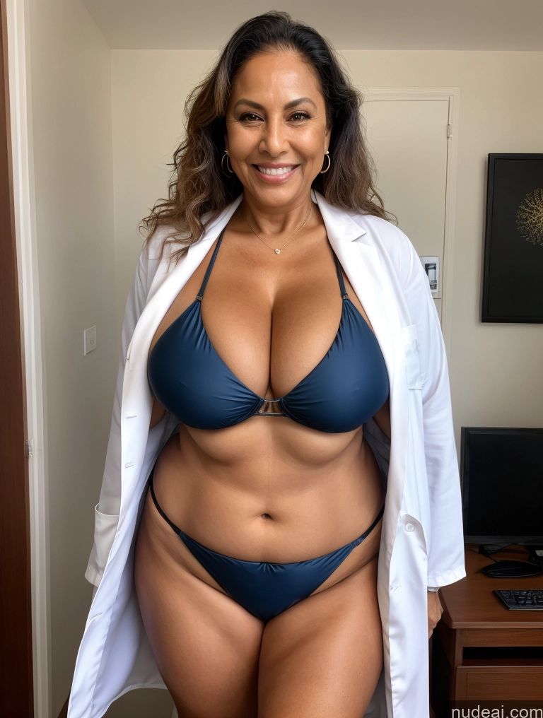 related ai porn images free for One Busty Huge Boobs Thick Tanned Skin Laughing Front View Microkini Thong Brazilian 70s Lab Coat Professor