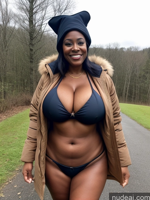 related ai porn images free for One Busty Huge Boobs Thick Tanned Skin Laughing Front View Microkini Thong Nigerian 60s Lumberjack Parka Witch