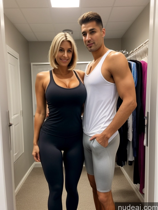 related ai porn images free for Woman + Man Tank Top Spandex Pantyhose Cleavage Bright Lighting Tall Tanned Skin Huge Boobs Front View Changing Room Blonde Bobcut Sad White 40s