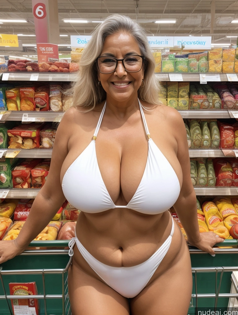related ai porn images free for One Busty Huge Boobs Thick Tanned Skin Laughing Front View Microkini Thong Glasses Indian 80s Grocery White Hair