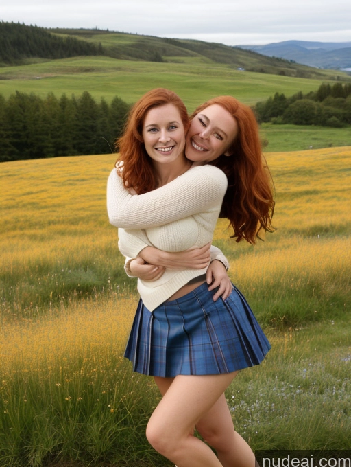related ai porn images free for Miss Universe Model Busty Perfect Boobs Beautiful Skinny Perfect Body 40s Happy Ginger Bobcut Irish Meadow Kilt Long Skirt Sweater Partially Nude Detailed Carry On Back Hug From Behind School Uniform, Cleavage Cutout, Clothing Cutout, Pleated Skirt, Thighhighs Deep Blue Eyes Squatting