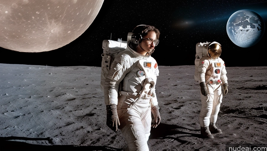 related ai porn images free for Woman Two Huge Boobs Glasses Pubic Hair Moon Front View Space Suit Partially Nude