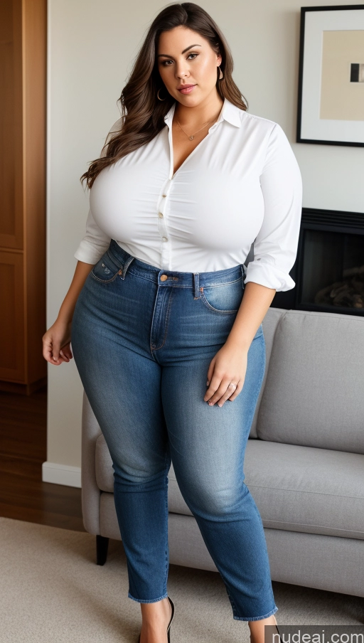 related ai porn images free for Woman One Busty Huge Boobs Big Ass Thick Chubby Big Hips Long Hair 40s Brunette White Couch Blouse Casual Full Frontal Serious Jeans