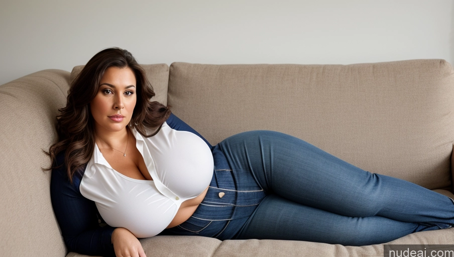 related ai porn images free for Woman One Busty Huge Boobs Big Ass Thick Chubby Big Hips Long Hair 40s Brunette White Couch Blouse Casual Full Frontal Serious Jeans