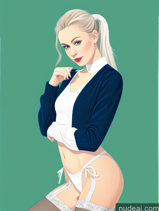 related ai porn images free for Skinny 18 Short Fairer Skin Ponytail Stockings Illustration