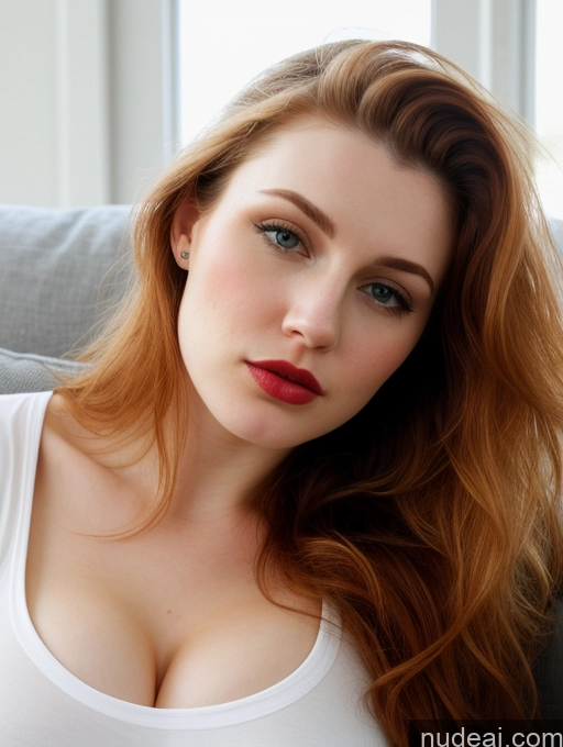 related ai porn images free for Busty Perfect Boobs Beautiful Lipstick Fairer Skin 18 Russian Close-up View Shirt Ginger Couch Sad Messy