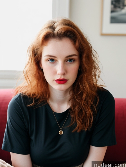 related ai porn images free for Busty Perfect Boobs Beautiful Lipstick Fairer Skin 18 Russian Close-up View Shirt Ginger Couch Sad Messy