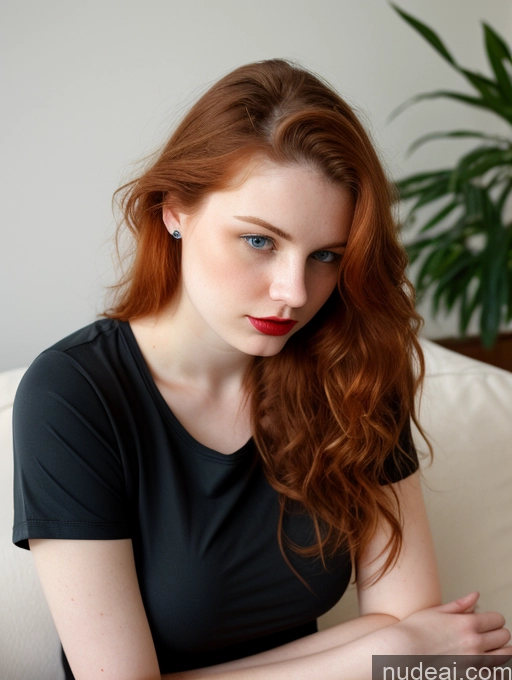related ai porn images free for Busty Perfect Boobs Beautiful Lipstick Fairer Skin 18 Russian Close-up View Shirt Ginger Couch Sad Messy