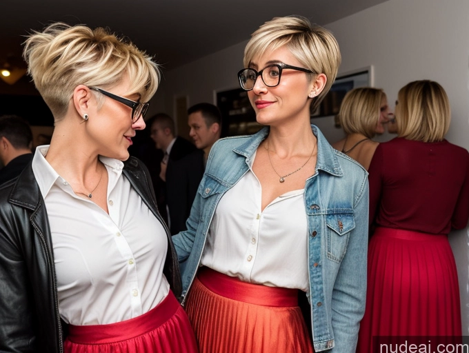 related ai porn images free for 50s Glasses Czech Blonde Pixie Long Skirt Shirt Jacket Party Two