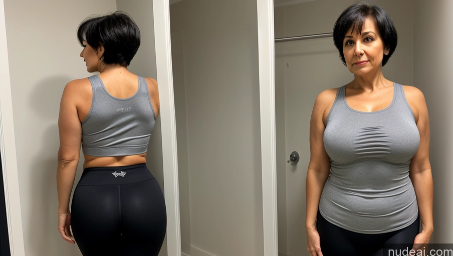 related ai porn images free for Czech Busty Short Big Ass Serious Black Hair Pixie Shirt Yoga Pants Spandex 70s Changing Room