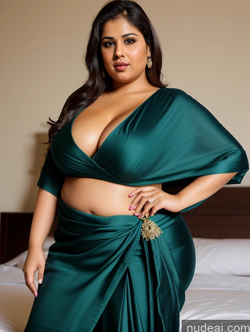 related ai porn images free for Woman One Busty Fat Big Hips Short 20s Brunette Seductive Slicked Indian Bedroom Front View Sari