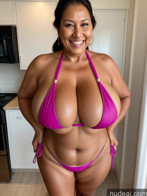 related ai porn images free for One Busty Huge Boobs Thick Tanned Skin 60s Laughing Native American Front View Microkini Thong Maid