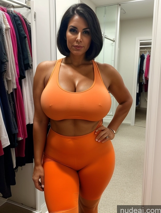 related ai porn images free for Tank Top Spandex Pantyhose Tall Tanned Skin Huge Boobs Cleavage Bright Lighting Front View Black Hair Bobcut 30s Milf Changing Room Sad Serious