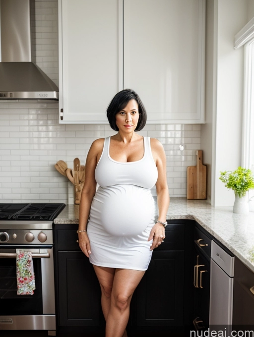 related ai porn images free for Milf One Huge Boobs Big Hips Pregnant Short 50s Serious Black Hair Short Hair White Kitchen Stockings Tank Top
