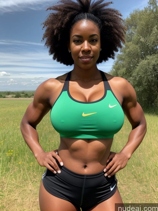related ai porn images free for Bodybuilder Huge Boobs Big Ass Thick Muscular Abs Big Hips Long Legs Tall Dark Skin 20s Serious Black Hair African Meadow Crop Top Soccer Messy Cleavage High Socks Sports Bra
