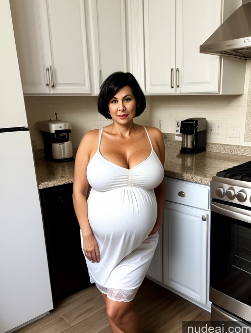 related ai porn images free for Milf One Huge Boobs Big Hips Pregnant Short 50s Serious Black Hair Short Hair White Kitchen Stockings Nightgown